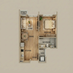 The Vividz Type A 1 bedroom 1 bathroom floor plan 484 sq ft