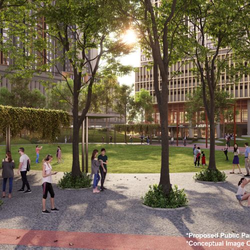 Proposed public park near The Vividz with green open spaces and walking paths