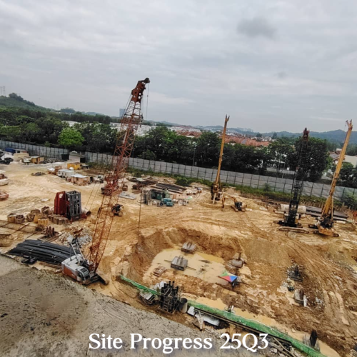 The Vividz Bukit Jalil Q3 site progress showing piling rigs and excavation area